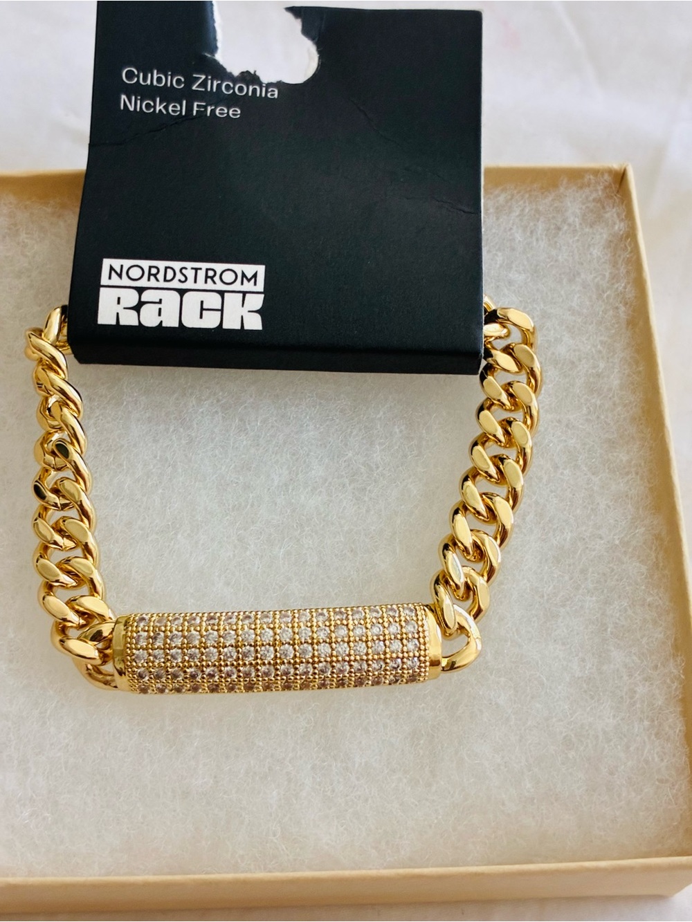 Nordstrom Gold Pave Curb-Chain Bracelet - Picture 3 of 8